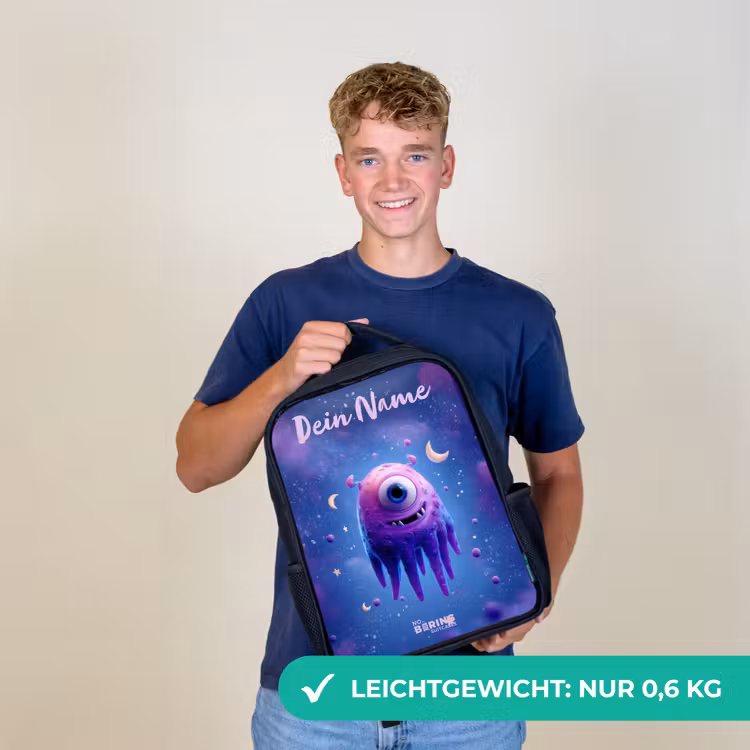 Vrolijk paarsoog in de ruimte Rugzak - Zwart middel -sfeer7_DE