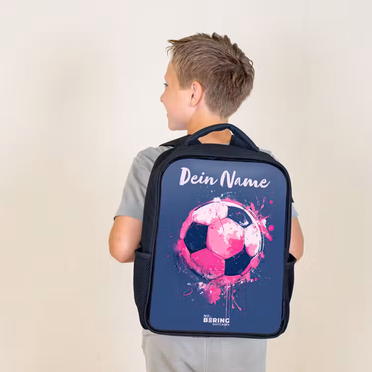 Voetbalvibes - Verf - Roze - Blauw Rugzak - Zwart middel -sfeer2