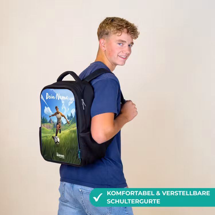 Voetballer - Gras - Goal - Kleurrijk Rugzak - Zwart middel -sfeer9_DE