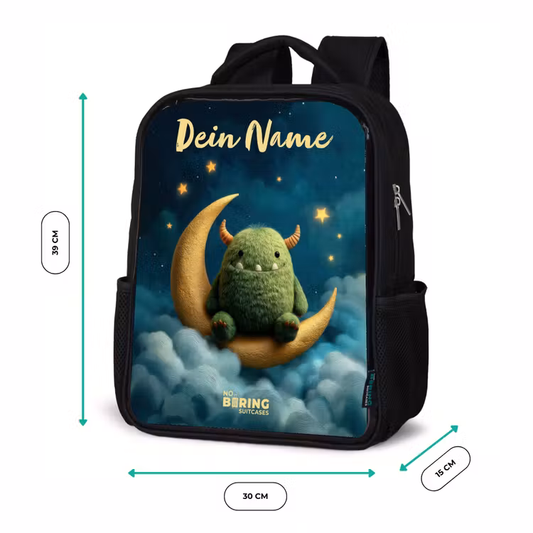 Groen monster op maansikkel Rugzak - Zwart middel -productfoto_formaten