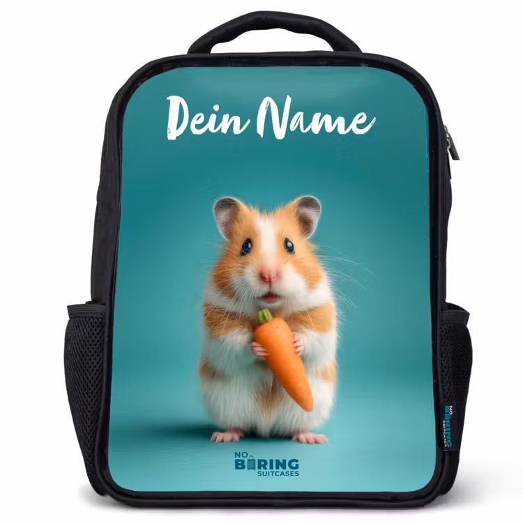Hamster - Wortel - Dier Rugzak - Zwart middel -3d