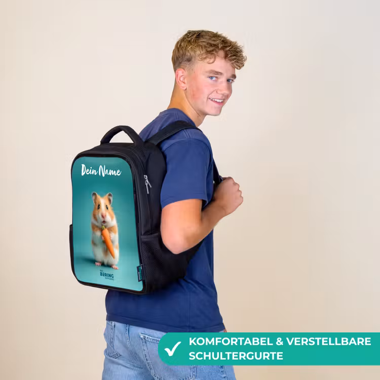 Hamster - Wortel - Dier Rugzak - Zwart middel -sfeer9_DE