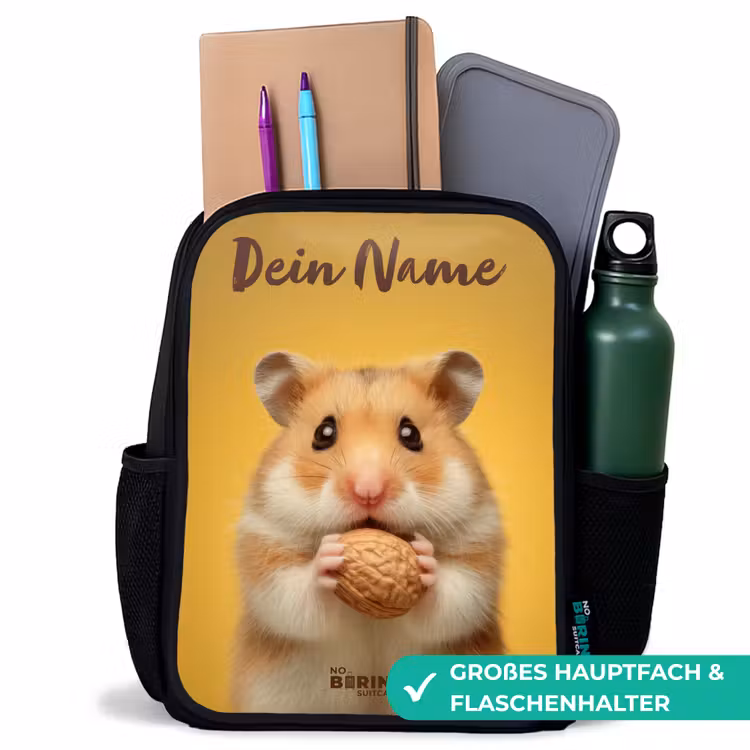Hamster - Walnoot - Dier Rugzak - Zwart middel -inhoud_DE