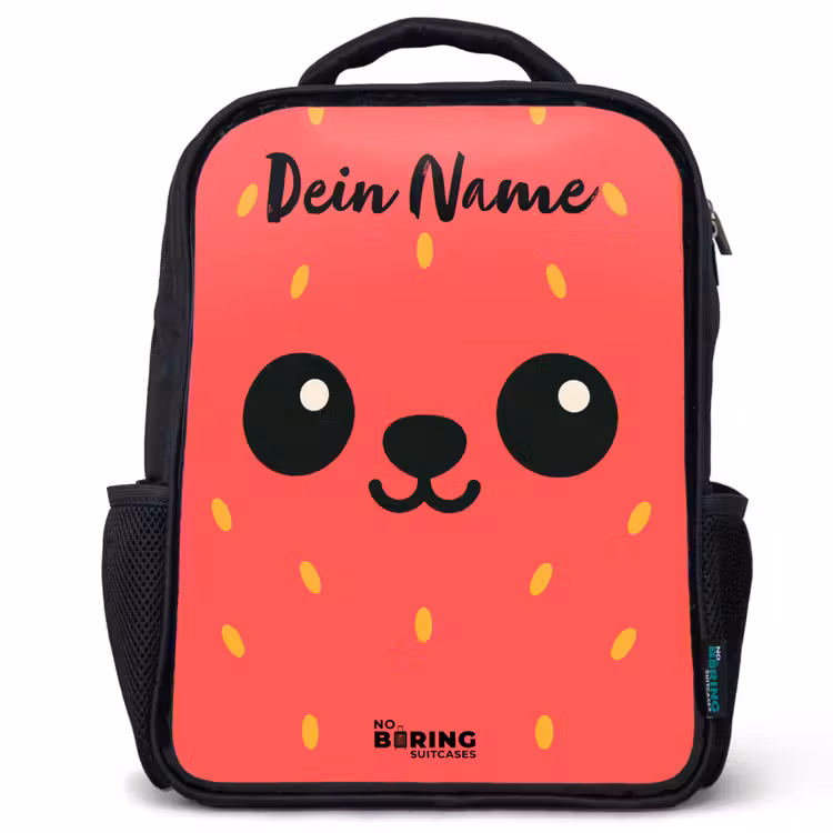 Kawai - Aardbei - Rood Rugzak - Zwart middel -3d