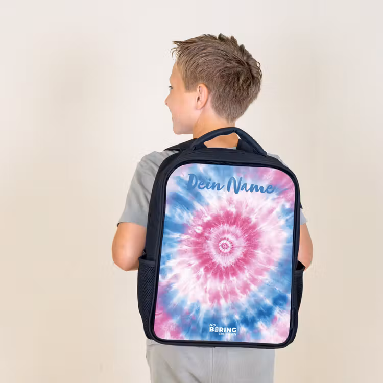 Tie dye - Abstract - Blauw - Roze Rugzak - Zwart middel -sfeer2