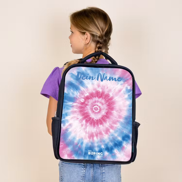 Tie dye - Abstract - Blauw - Roze Rugzak - Zwart middel -sfeer5