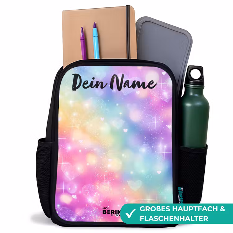 Licht - Regenboog - Hartjes Rugzak - Zwart middel -inhoud_DE