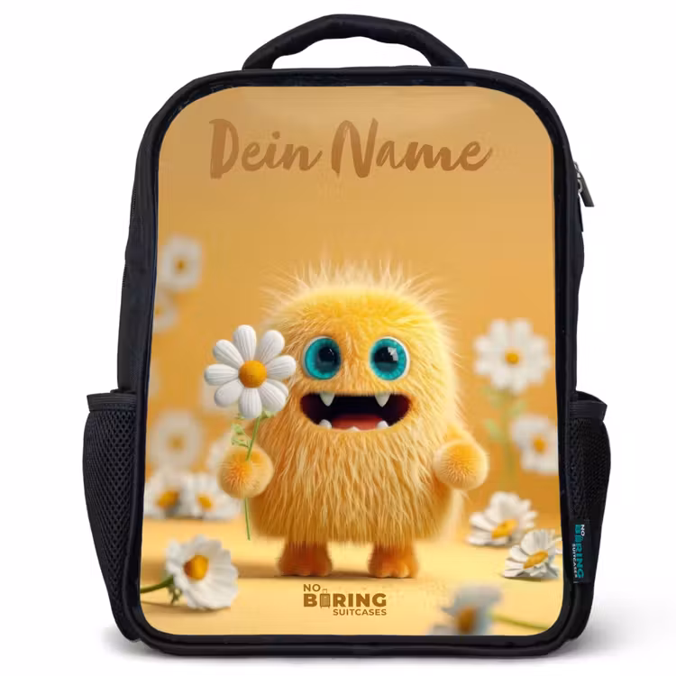 Monster - Wezen - Bloem - Geel Rugzak - Zwart middel -3d