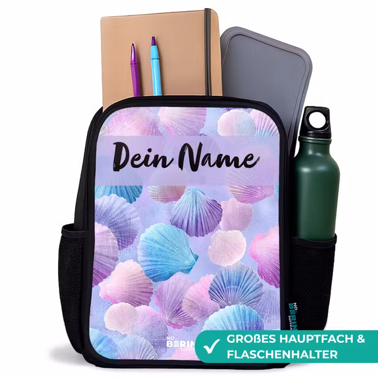 Schelpen - Paars - Blauw - Patroon Rugzak - Zwart middel -inhoud_DE