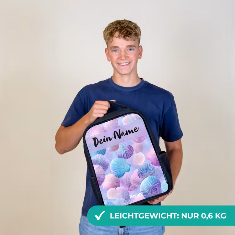Schelpen - Paars - Blauw - Patroon Rugzak - Zwart middel -sfeer7_DE