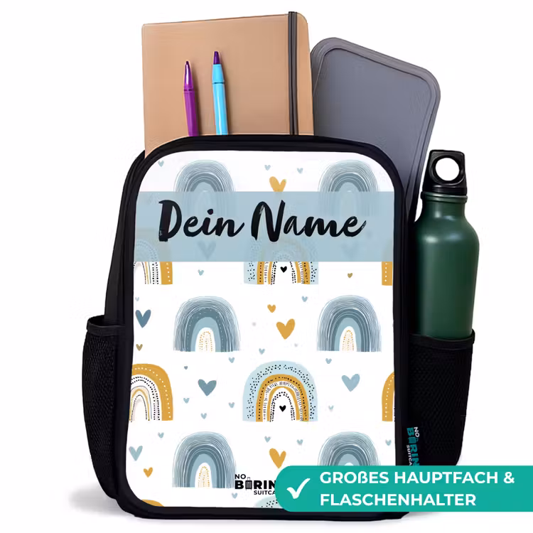 Patroon - Regenboog - Hartjes Rugzak - Zwart middel -inhoud_DE