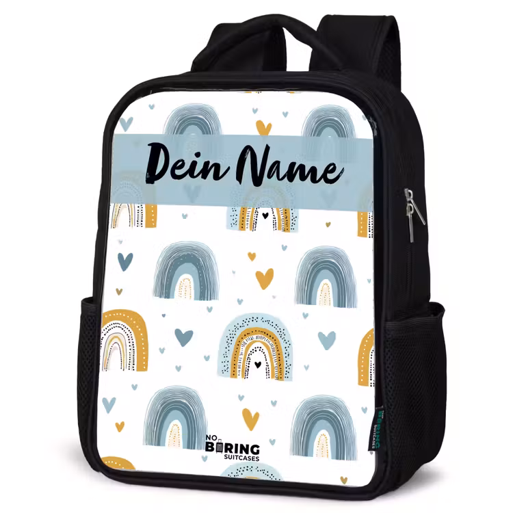 Patroon - Regenboog - Hartjes Rugzak - Zwart middel -schuin