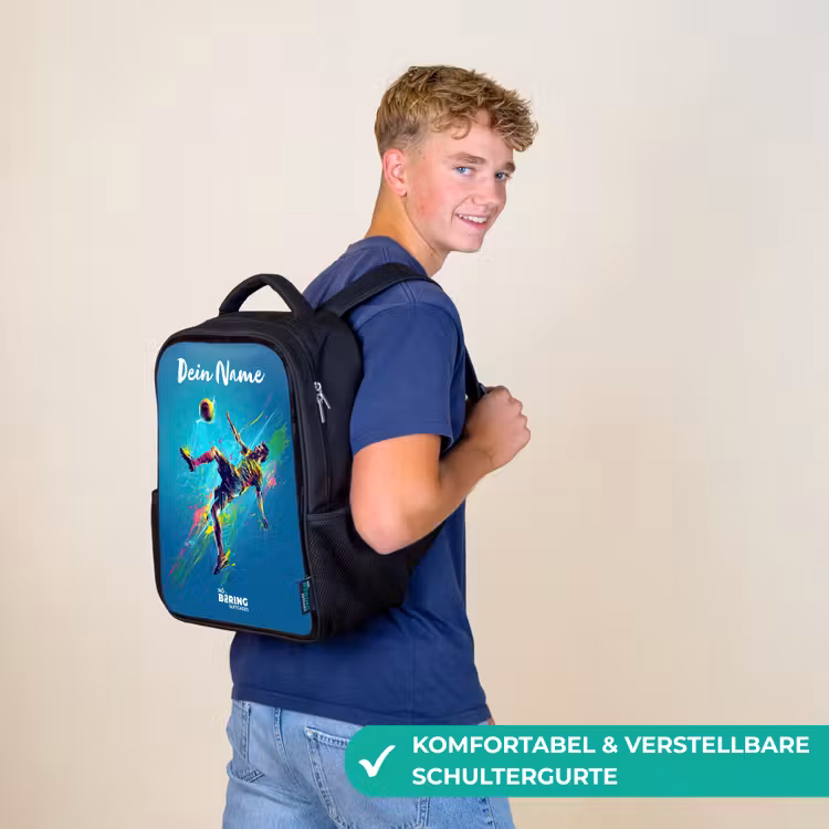 Neon - Voetbal - Schop - Kleurrijk Rugzak - Zwart middel -sfeer9_DE