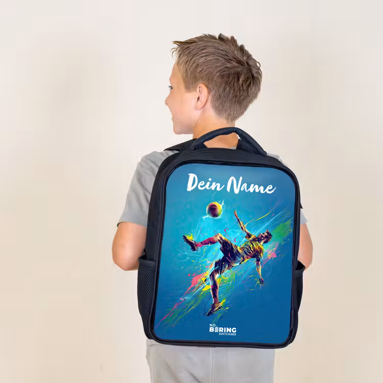 Neon - Voetbal - Schop - Kleurrijk Rugzak - Zwart middel -sfeer2