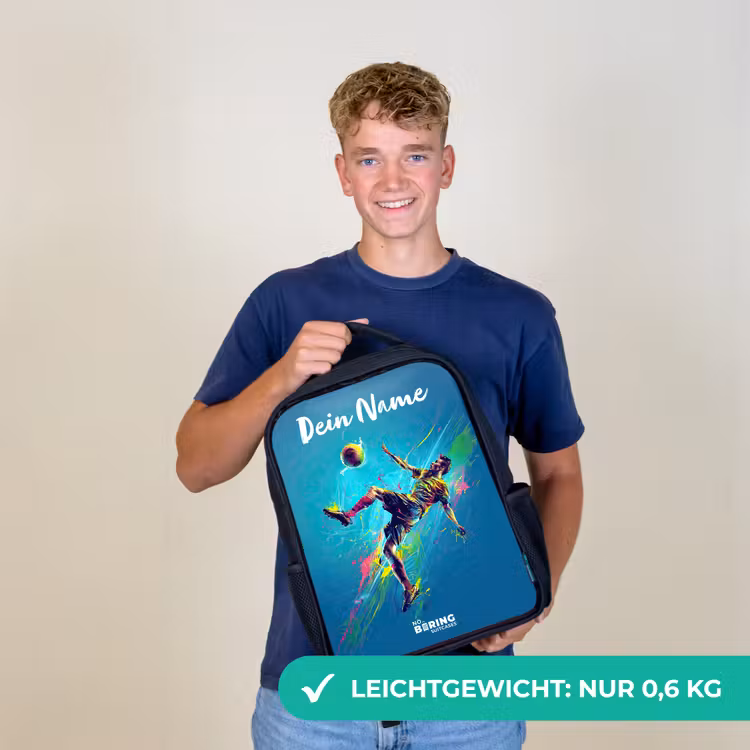 Neon - Voetbal - Schop - Kleurrijk Rugzak - Zwart middel -sfeer7_DE