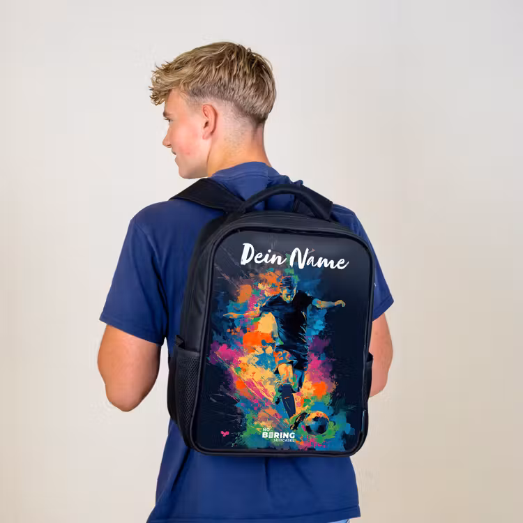 Neon - Voetballer - Kleurrijk Rugzak - Zwart middel -sfeer8