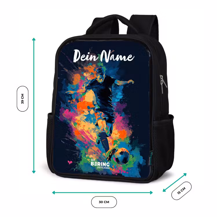 Neon - Voetballer - Kleurrijk Rugzak - Zwart middel -productfoto_formaten
