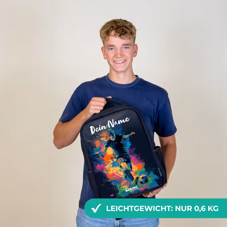 Neon - Voetballer - Kleurrijk Rugzak - Zwart middel -sfeer7_DE