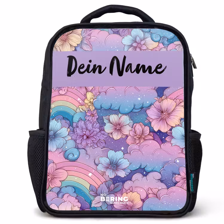 Regenbogen - Bloemen - Kleurrijk Rugzak - Zwart middel -3d