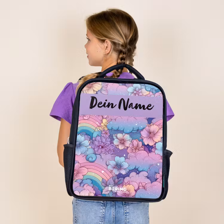 Regenbogen - Bloemen - Kleurrijk Rugzak - Zwart middel -sfeer5