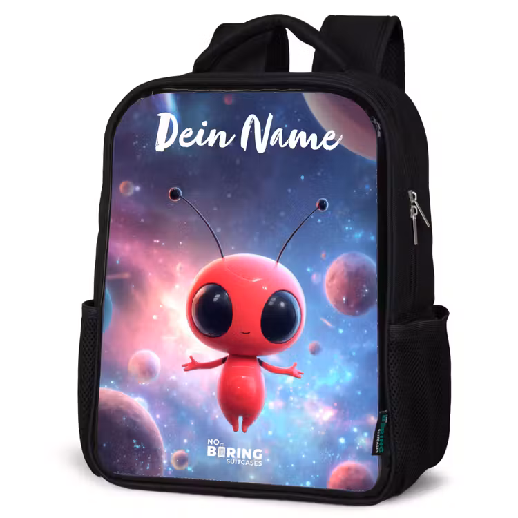 Rood Ruimtewezen in Kosmische Dans Rugzak - Zwart middel -schuin