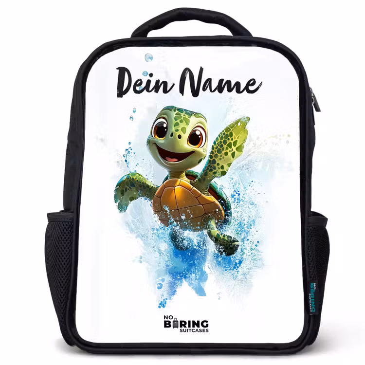 Schildpad - Water - Groen Rugzak - Zwart middel -3d