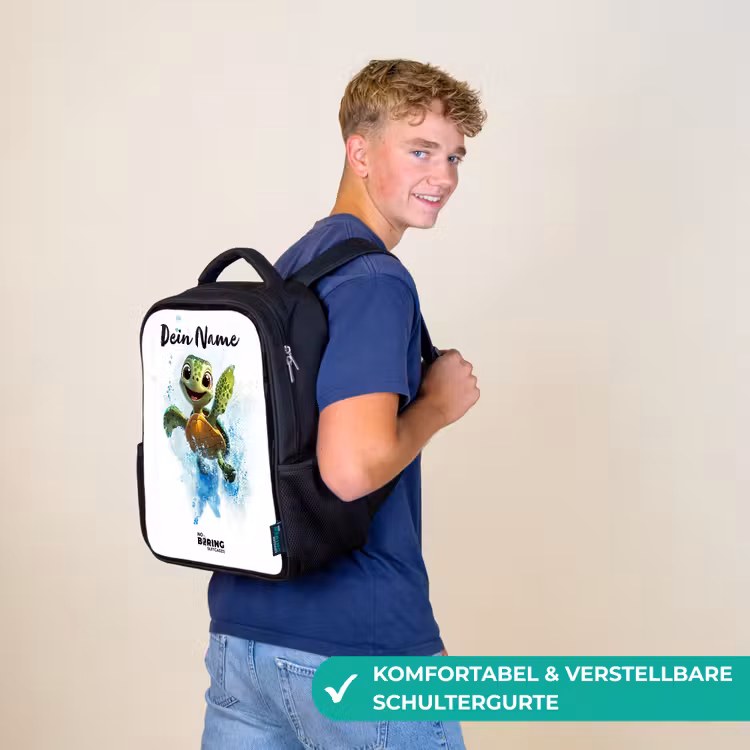 Schildpad - Water - Groen Rugzak - Zwart middel -sfeer9_DE