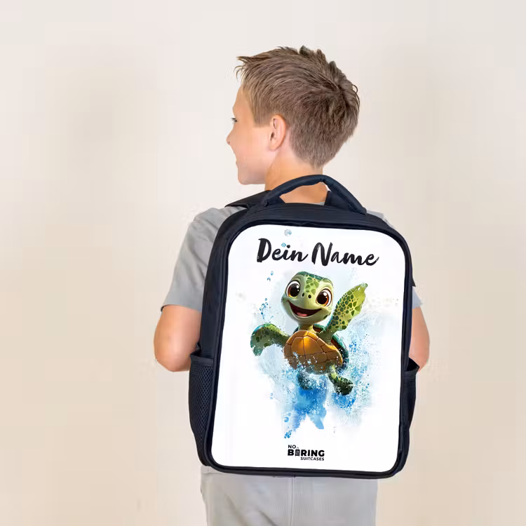 Schildpad - Water - Groen Rugzak - Zwart middel -sfeer2