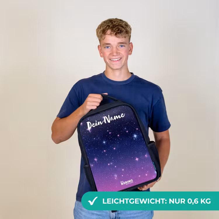 Sterren - Galaxy - Blauw - Roze Rugzak - Zwart middel -sfeer7_DE