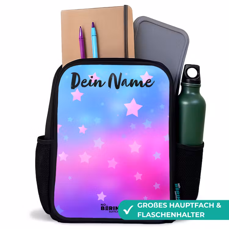 Sterren - Roze - Blauw Rugzak - Zwart middel -inhoud_DE