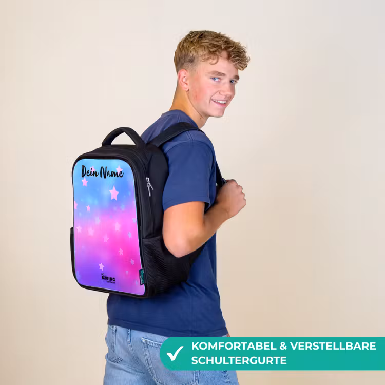 Sterren - Roze - Blauw Rugzak - Zwart middel -sfeer9_DE