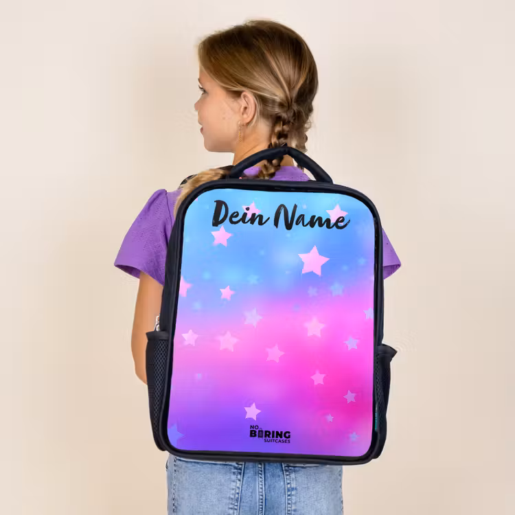 Sterren - Roze - Blauw Rugzak - Zwart middel -sfeer5