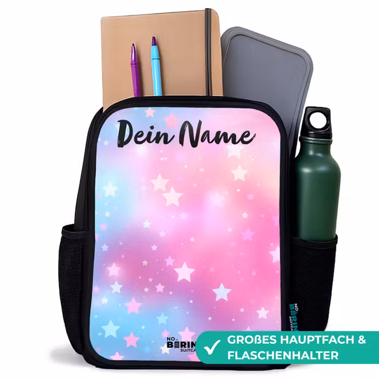 Sterren - Roze - Blauw Rugzak - Zwart middel -inhoud_DE
