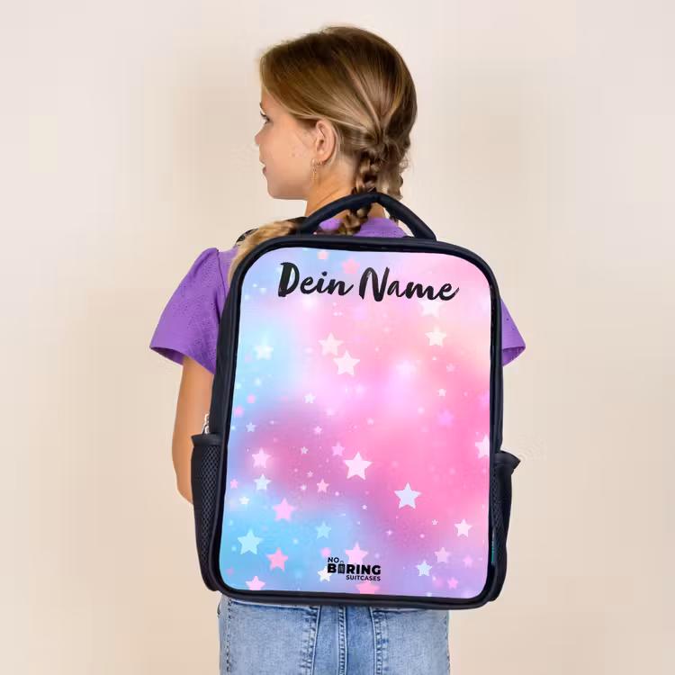 Sterren - Roze - Blauw Rugzak - Zwart middel -sfeer5