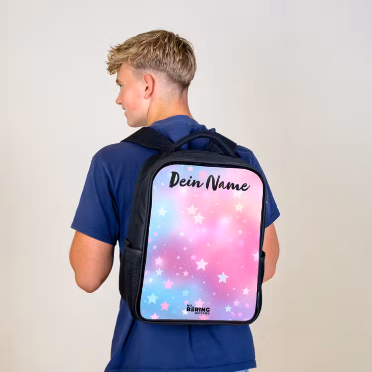 Sterren - Roze - Blauw Rugzak - Zwart middel -sfeer8