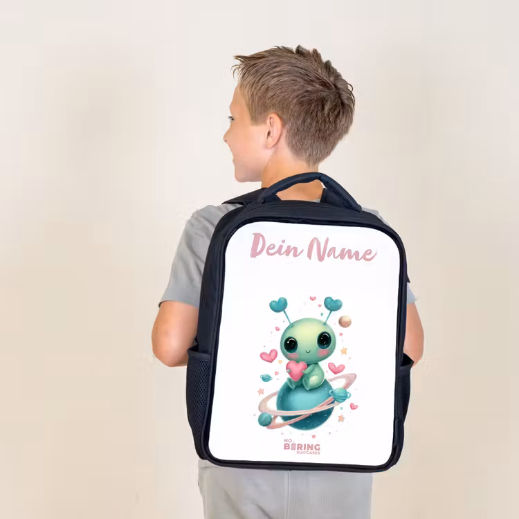Lief buitenaards wezentje met hartje Rugzak - Zwart middel -sfeer2