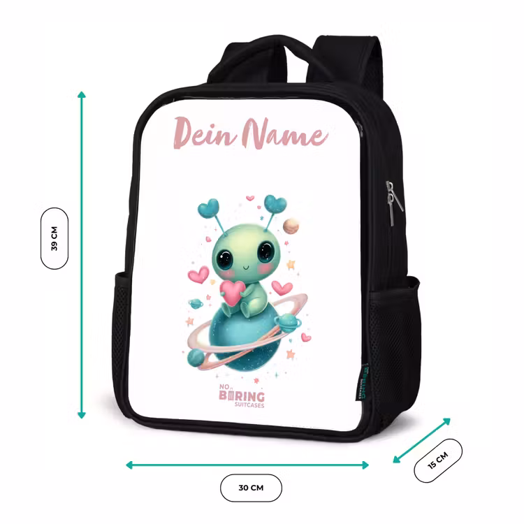 Lief buitenaards wezentje met hartje Rugzak - Zwart middel -productfoto_formaten