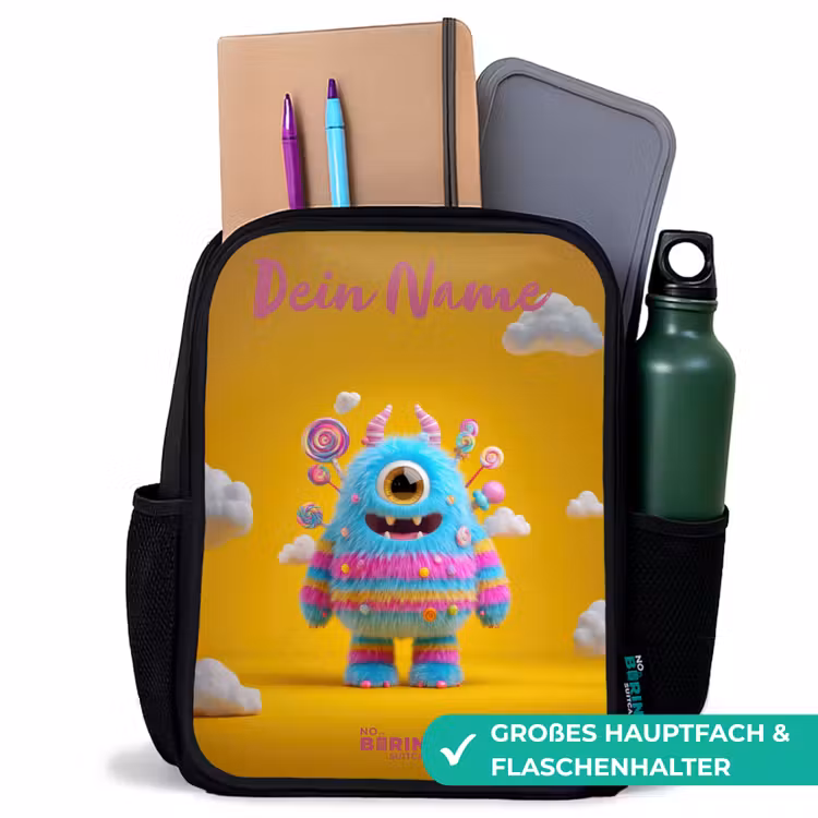 Snoep - Monster - Regenboog Rugzak - Zwart middel -inhoud_DE