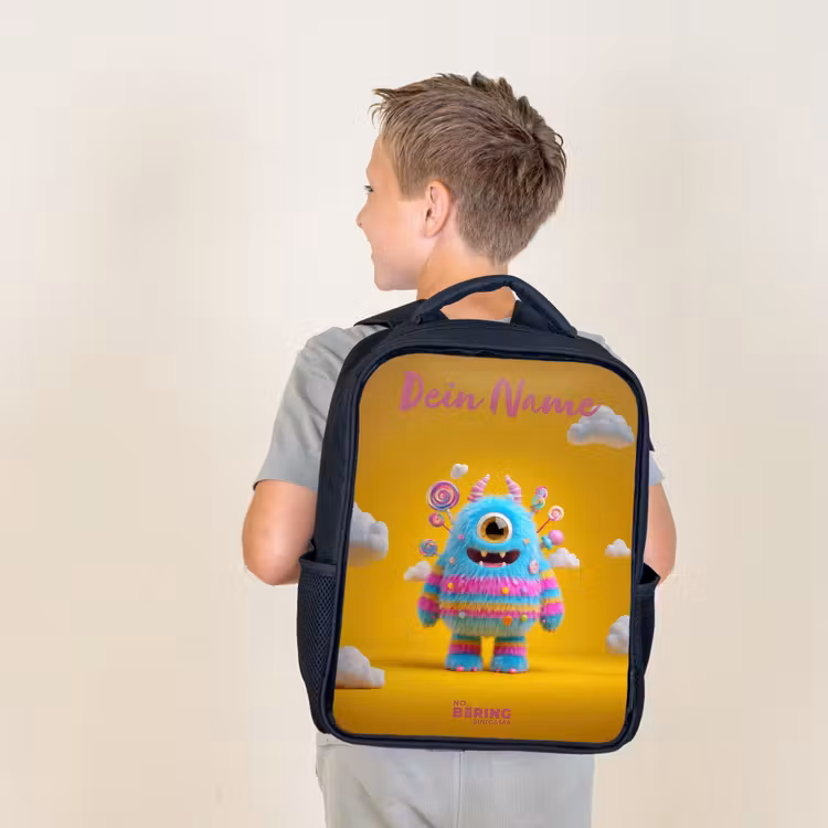 Snoep - Monster - Regenboog Rugzak - Zwart middel -sfeer2