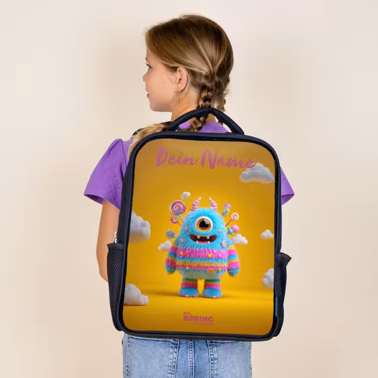 Snoep - Monster - Regenboog Rugzak - Zwart middel -sfeer5