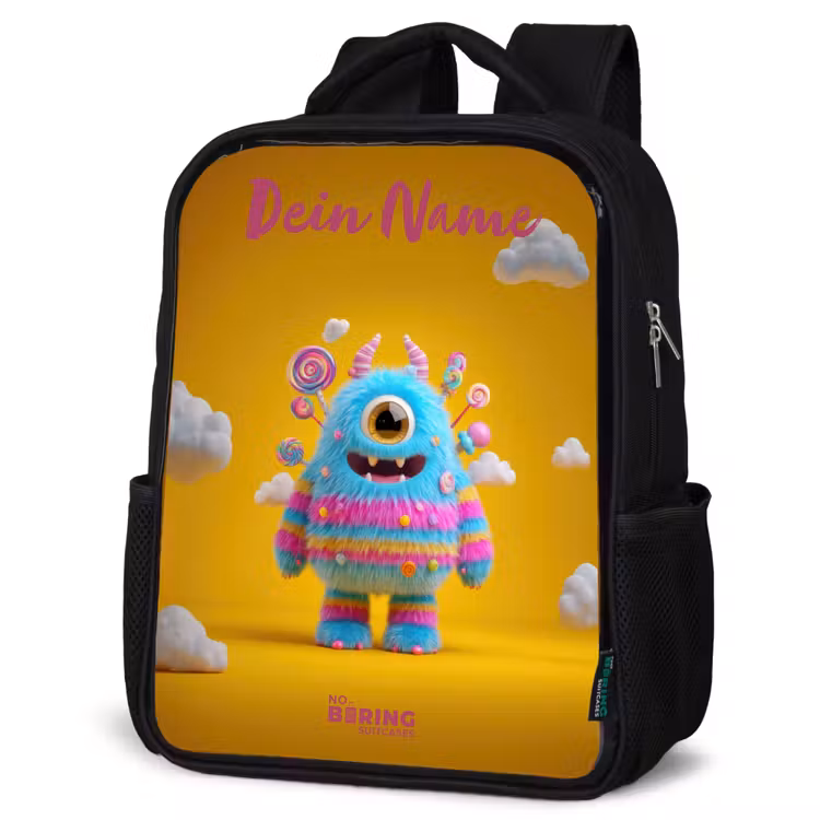 Snoep - Monster - Regenboog Rugzak - Zwart middel -schuin