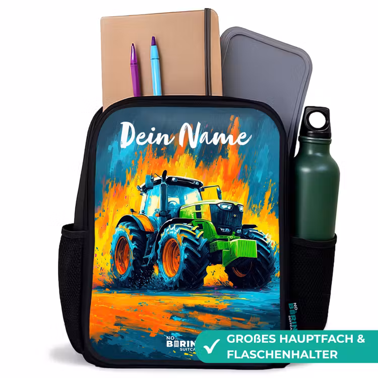 Abstract - Tractor - Groen Rugzak - Zwart middel -inhoud_DE