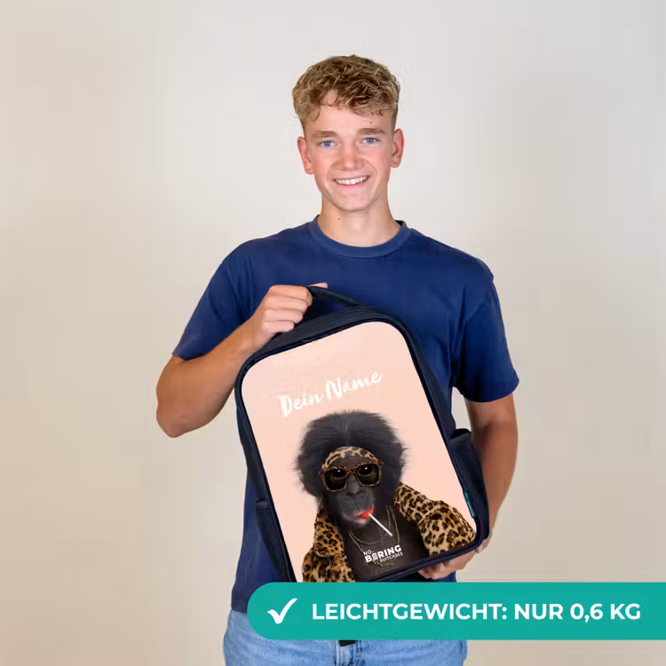 Aap met Loly Rugzak - Zwart middel -sfeer7_DE