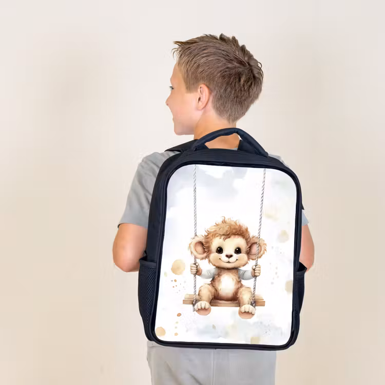 Aap - Dier - Kinderen Rugzak - Zwart middel -sfeer2