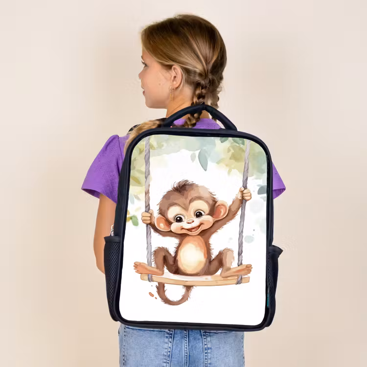 Aap - Dier - Kinderen - Jungle Rugzak - Zwart middel -sfeer5