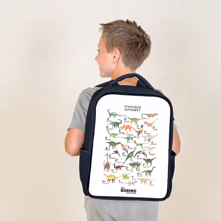 Alfabet van dino's Rugzak - Zwart middel -sfeer2