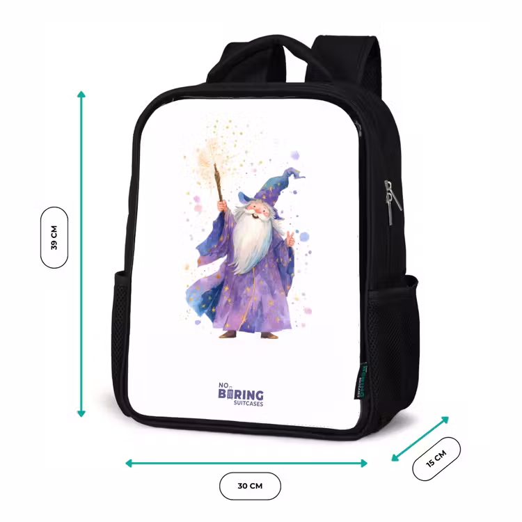Oude tovenaar met staf Rugzak - Zwart middel -productfoto_formaten