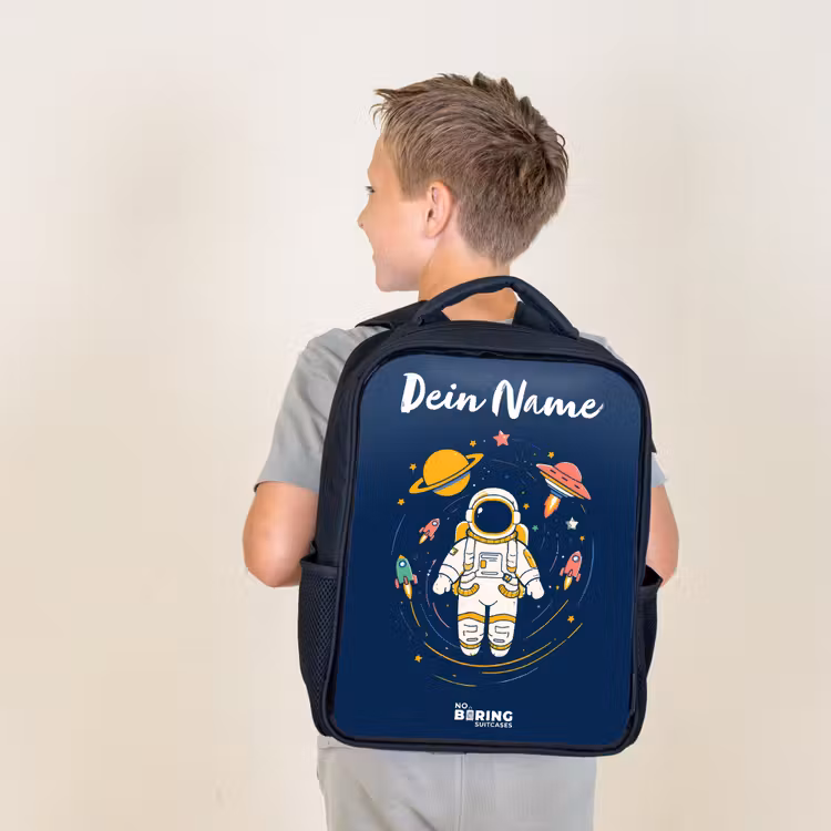 Astronaut - Planeet - Sterren - Raket Rugzak - Zwart middel -sfeer2