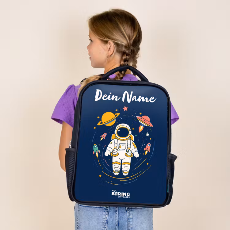 Astronaut - Planeet - Sterren - Raket Rugzak - Zwart middel -sfeer5