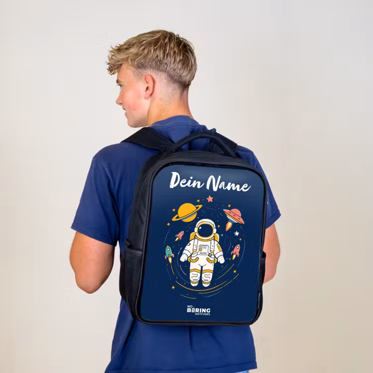 Astronaut - Planeet - Sterren - Raket Rugzak - Zwart middel -sfeer8